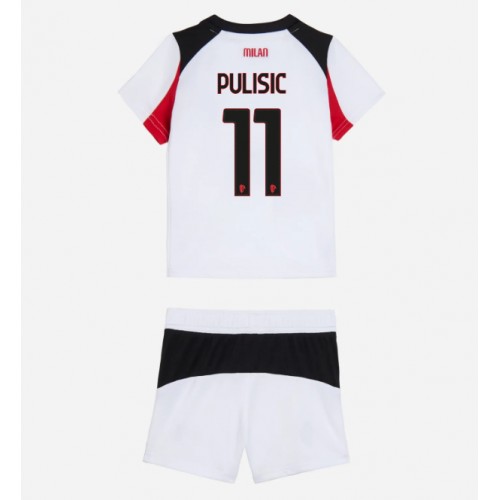 Otroški Nogometni dresi AC Milan Christian Pulisic #11 Gostujoči 2025-26 Kratek Rokav (+ Kratke hlače)